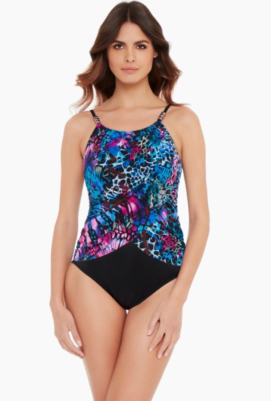 MAGICSUIT Lisa One Piece Swimsuit Size 8 Blue Black Social Butterfly NWT